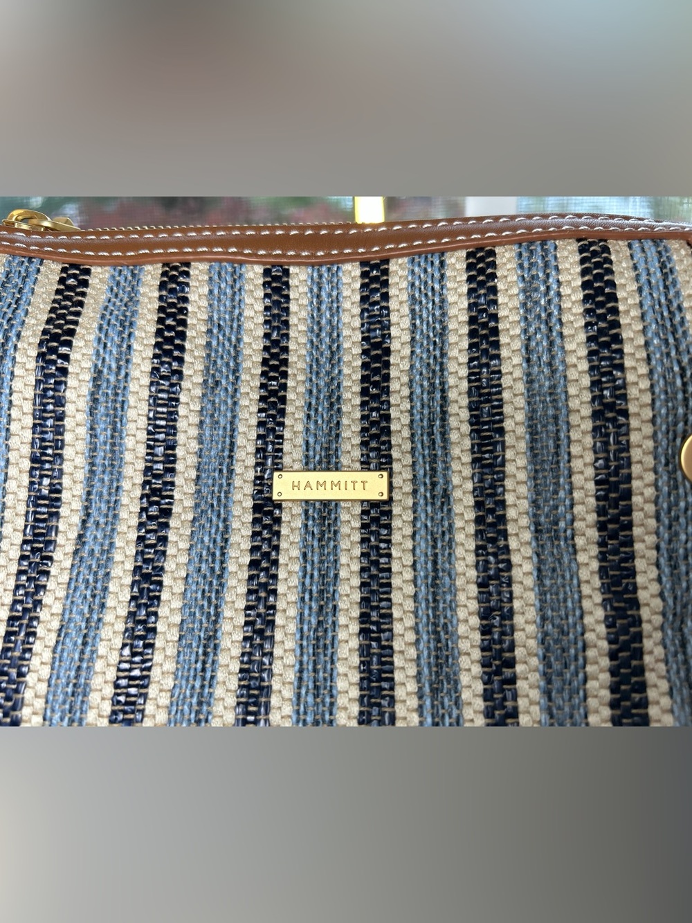 NWT🌷Hammitt Bryant Medium Jute Studded Shoulder Bag in Cabana Blue/Brushed Gold - Picture 4 of 12